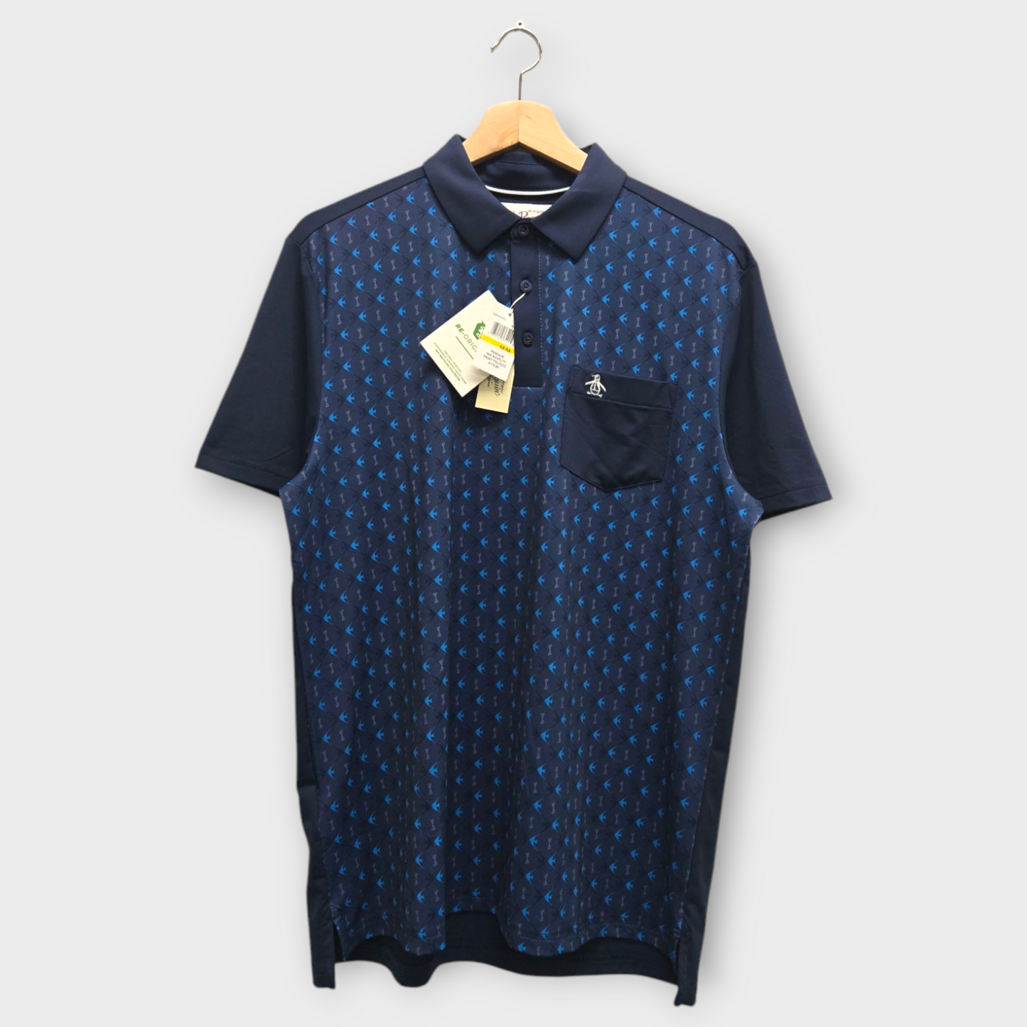 Original Penguin Golf Men's Polo Shirt 50's Novelty (Navy/Blue) - Medium
