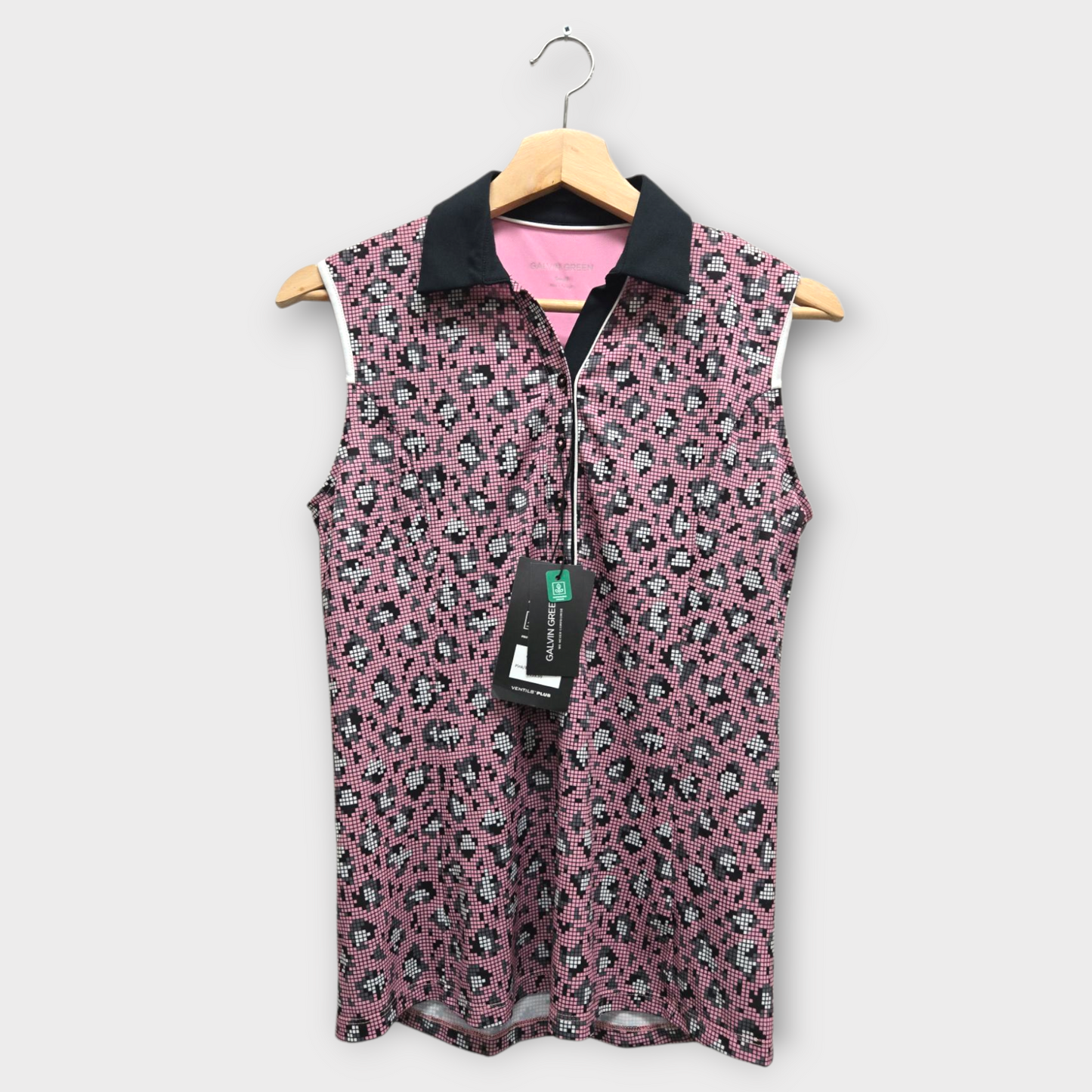 Galvin Green Golf Women's Polo Shirt Mila Sleeveless (Pink/Black) - Small