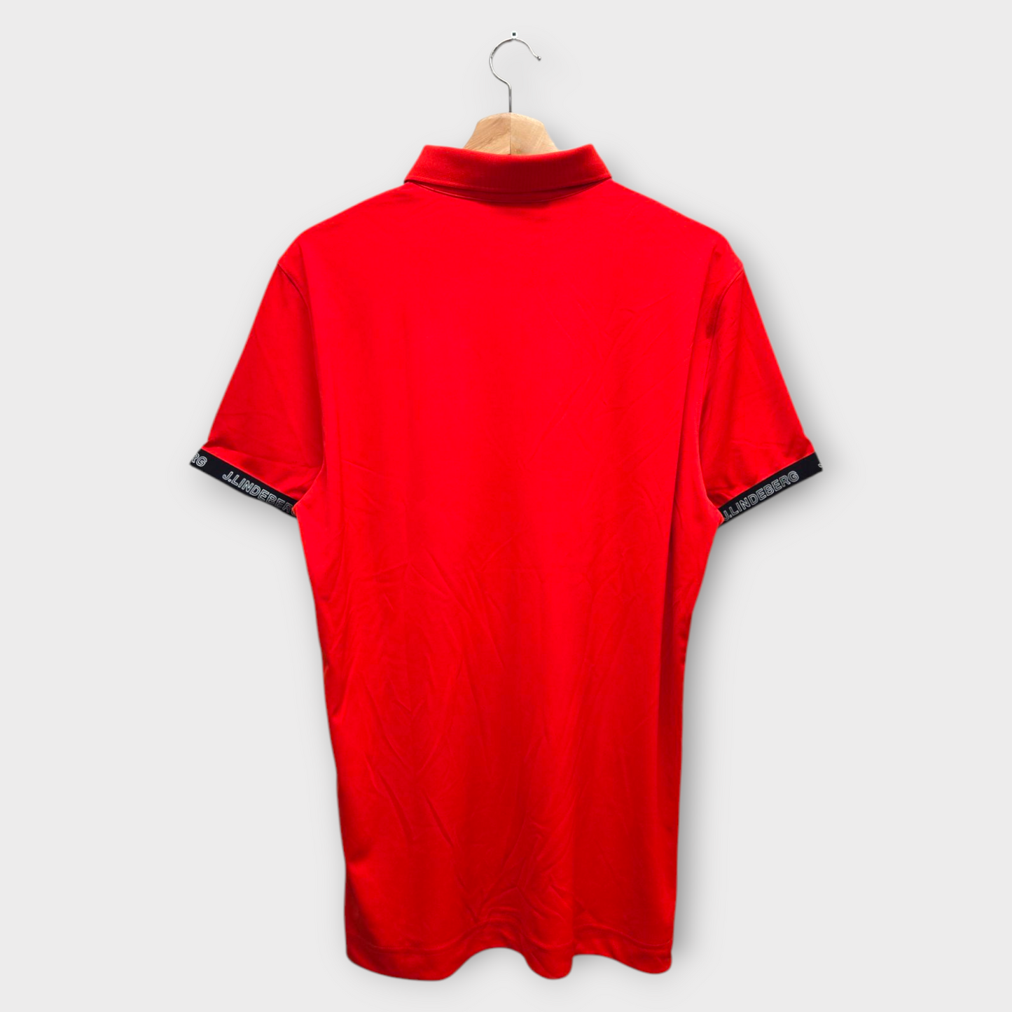J.Lindeberg Golf Men's Polo Shirt Guy Regular Fit (Red/Black) - Medium