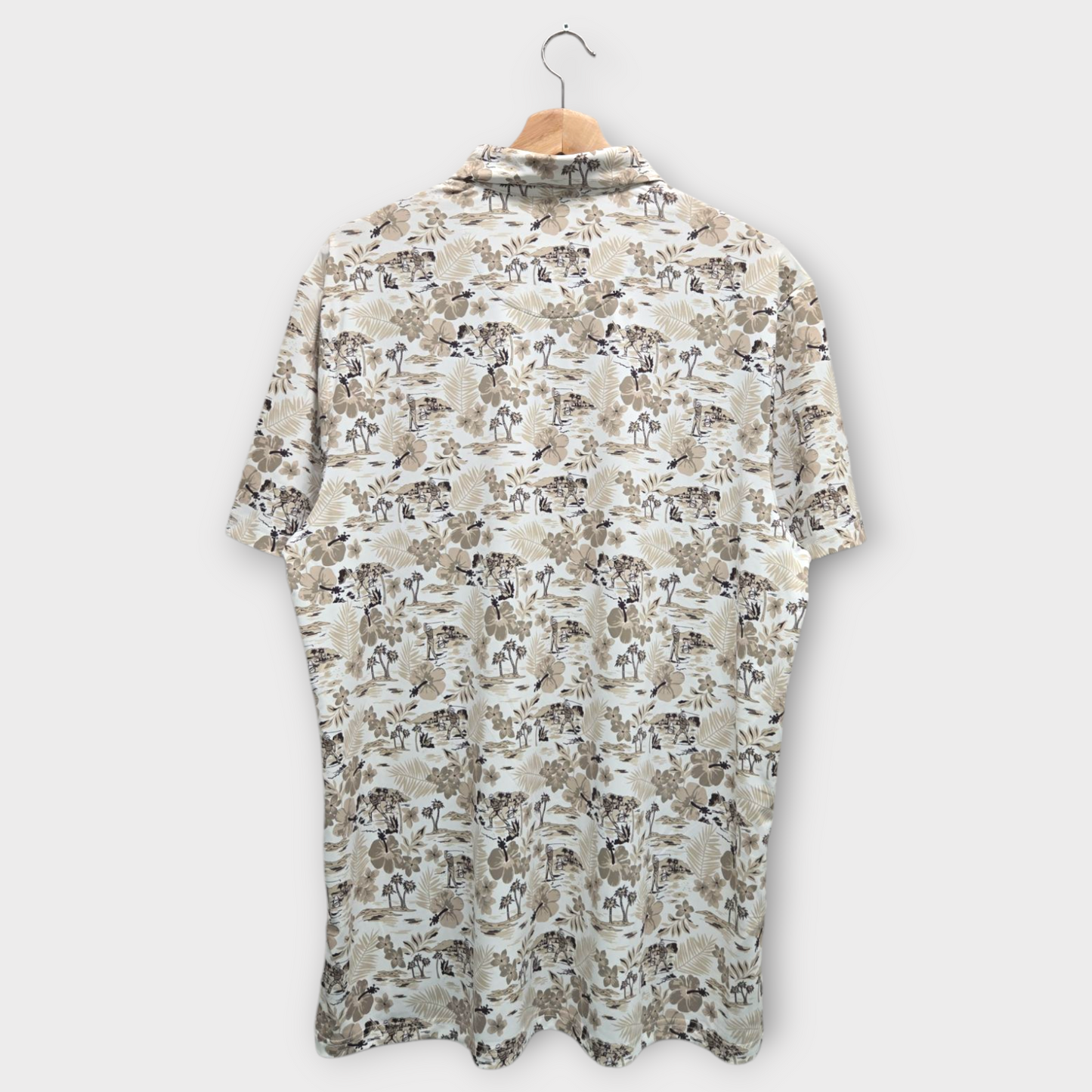 Original Penguin Golf Men's Polo Shirt Chi Chi Print (White/Brown) - Large