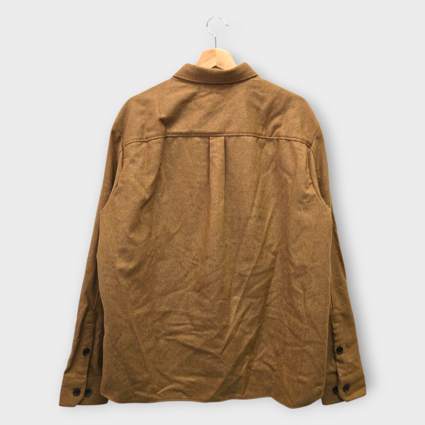J.Lindeberg Men's Shirt Flat Wool (Brown) - Large