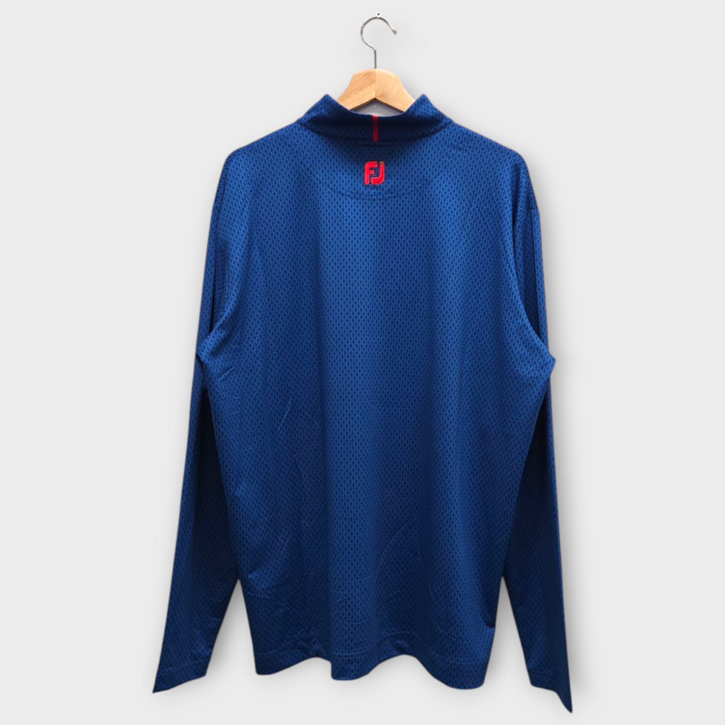FootJoy Golf Men's Pullover Tonal Print Knit Mid-Layer (Blue) - Large