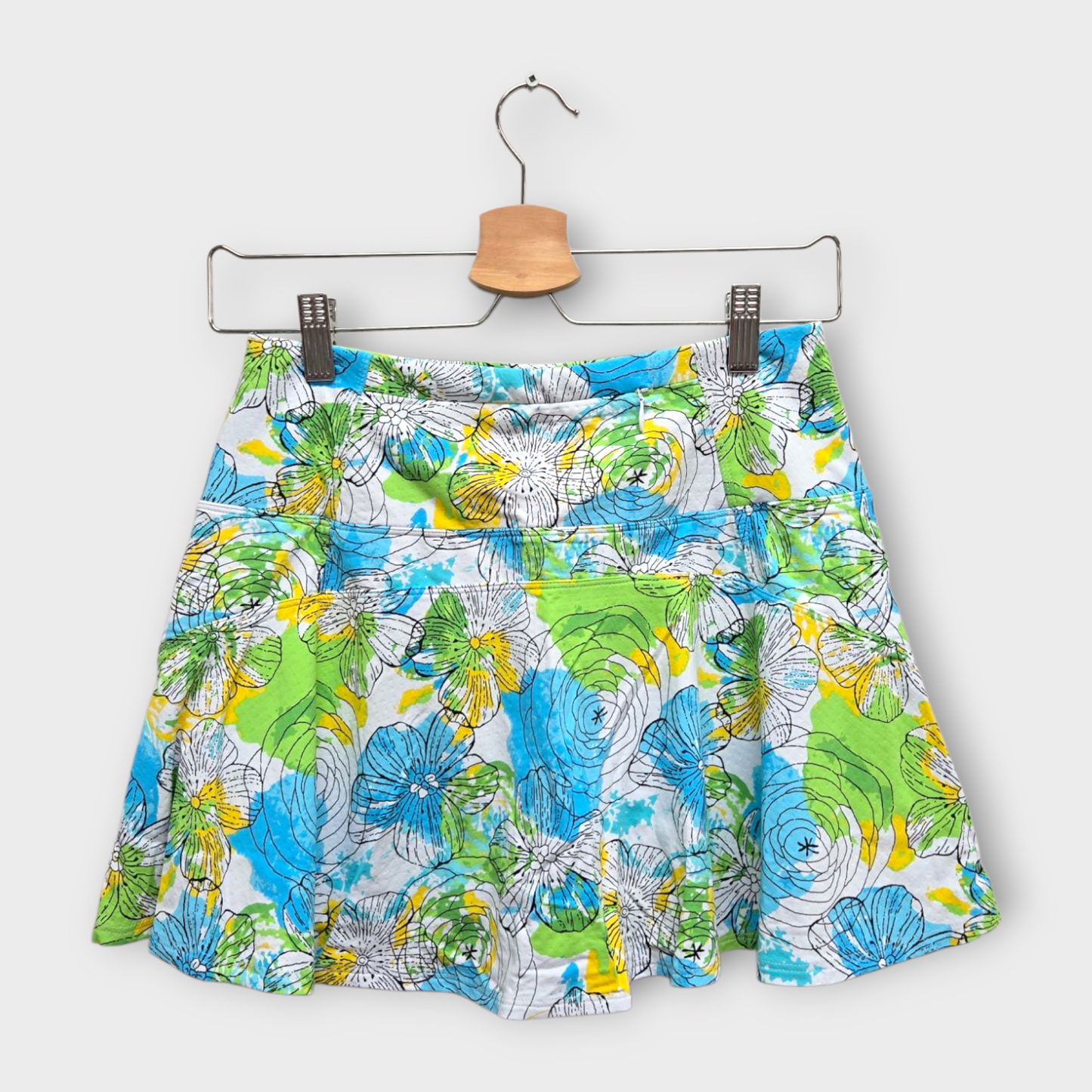 IBKUL Golf Women's Skort Floral Print (Blue/Yellow/White) - Small