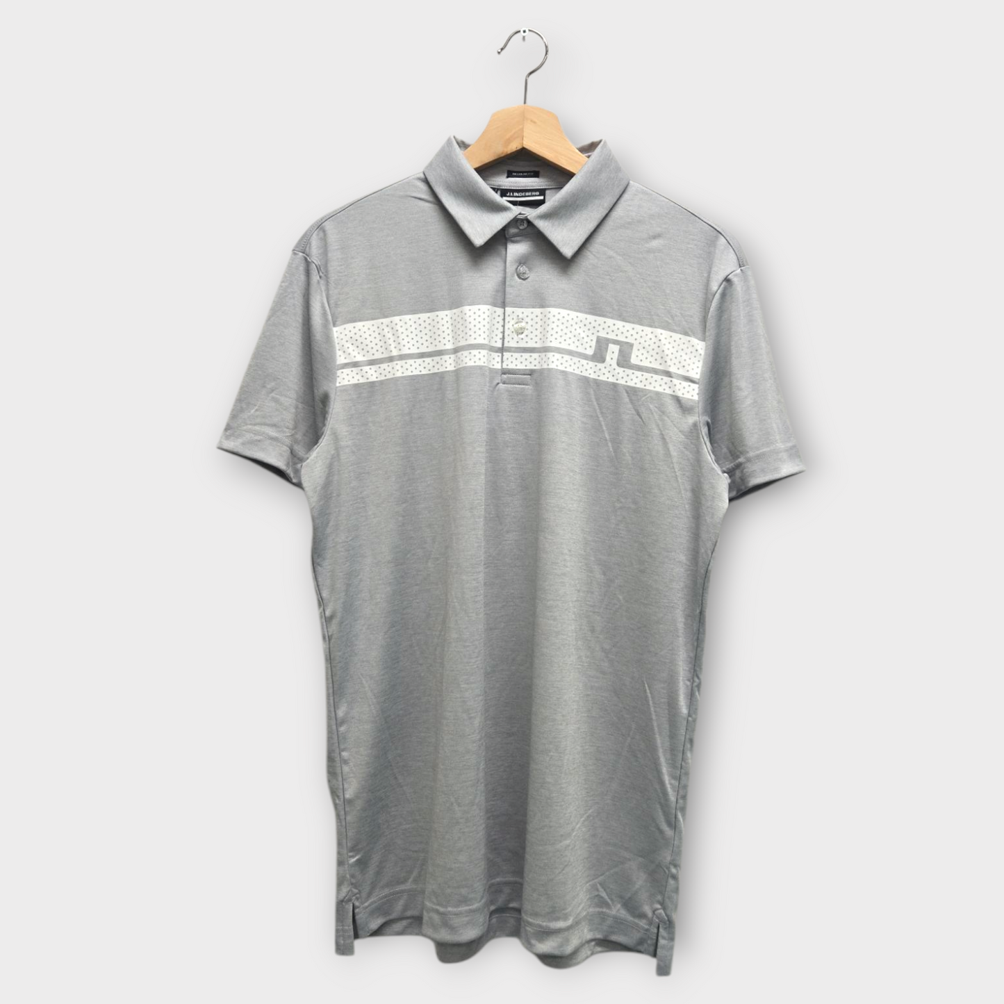 J.Lindeberg Golf Men's Polo Shirt Clark Regular Fit (Gray/White) - Medium