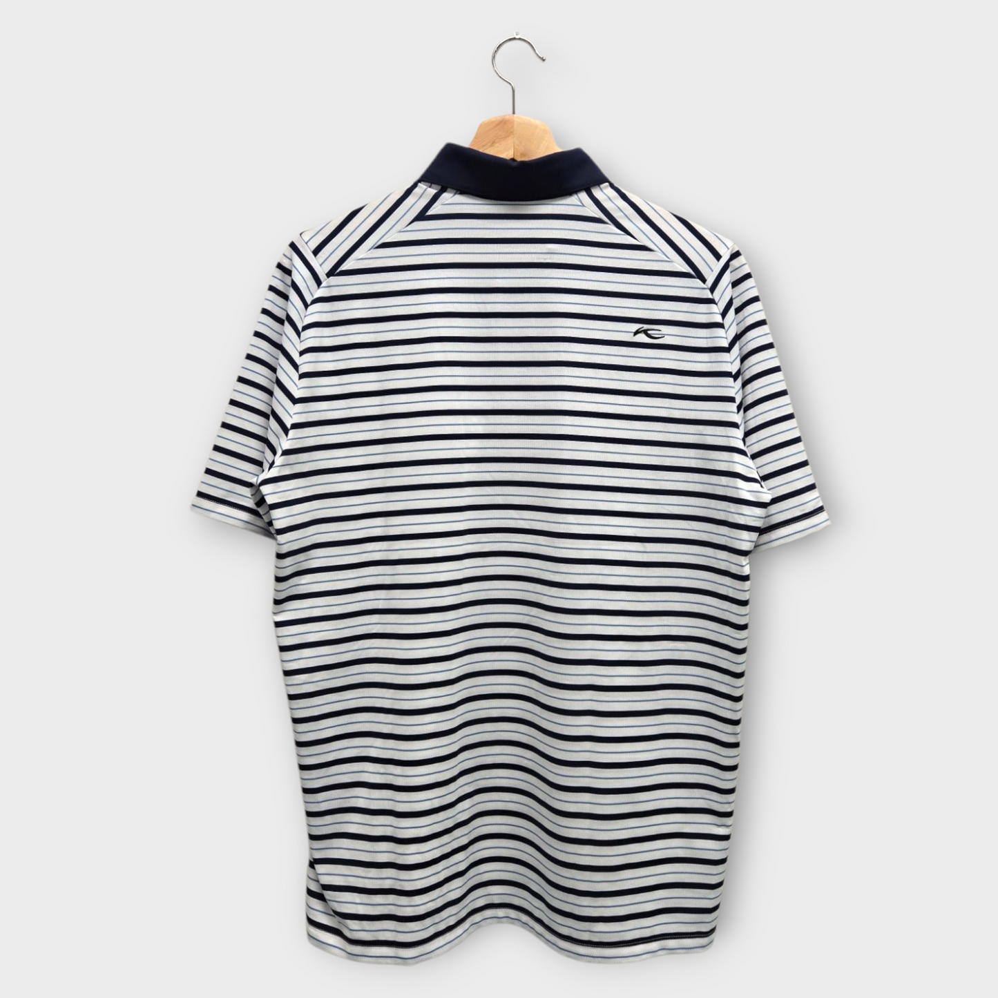 KJUS Golf Men's Polo Shirt Stripe Luis (Navy/White) - Small
