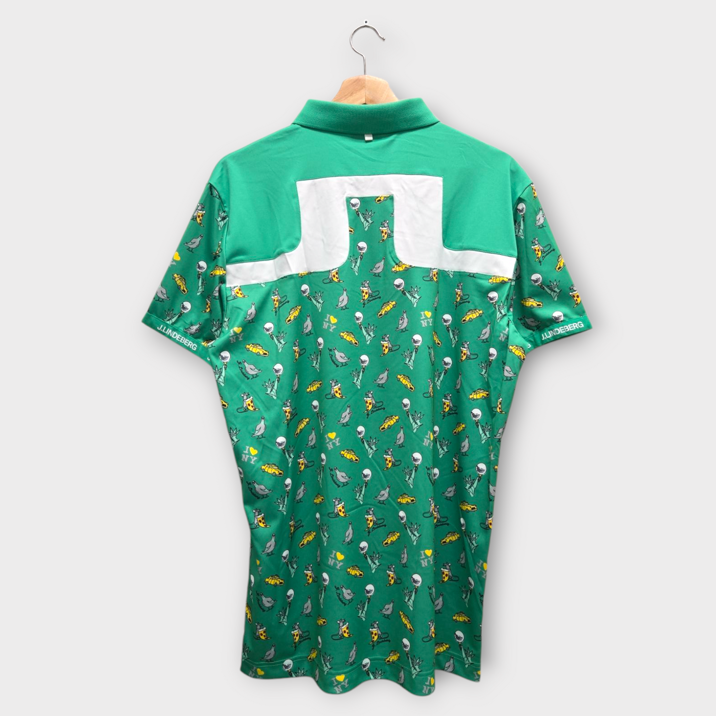 J.Lindeberg Golf Men's Polo Shirt Jeff Regular Fit (Green/Yellow) - Large