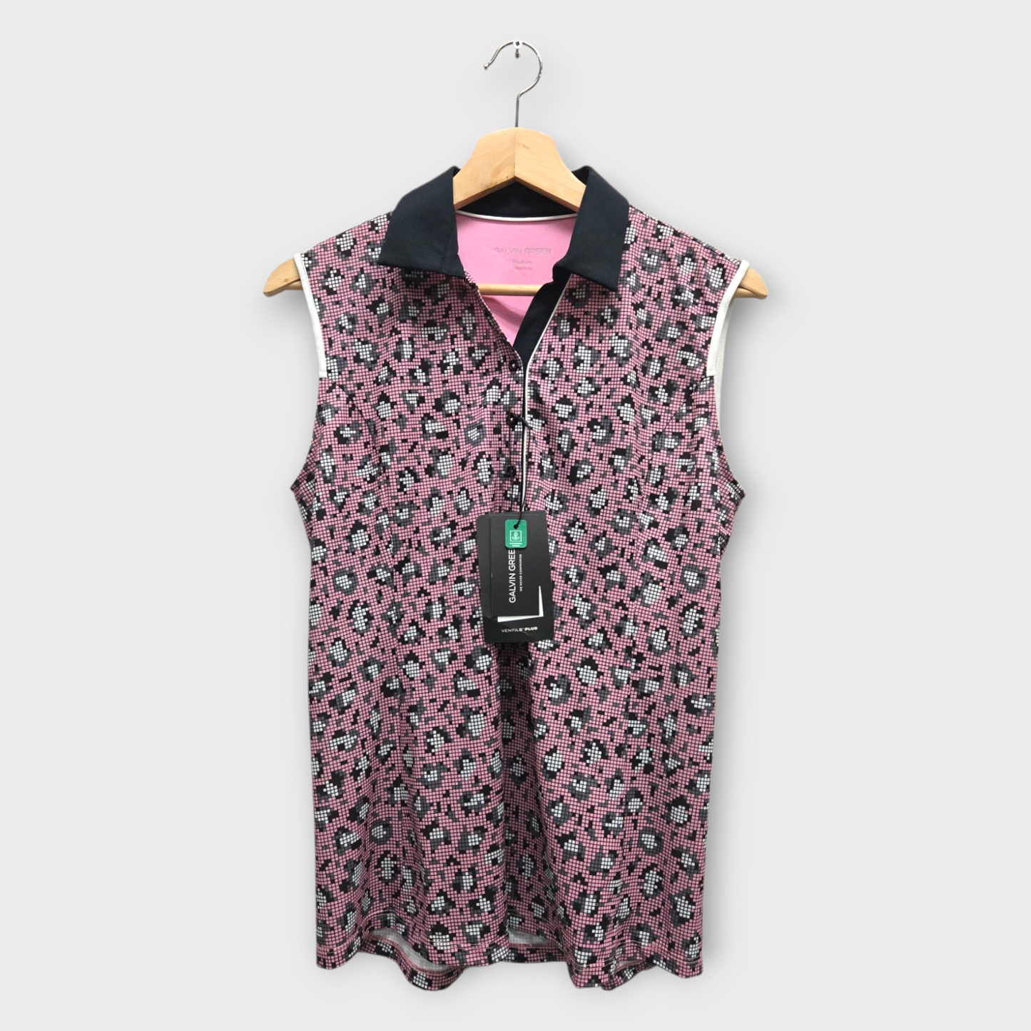 Galvin Green Golf Women's Polo Shirt Mila Sleeveless (Pink/Black) - Medium
