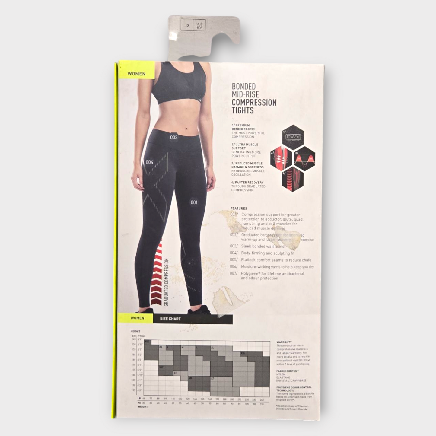 2XU Women's Bonded Mid-Rise Compression (Black) - X-Large