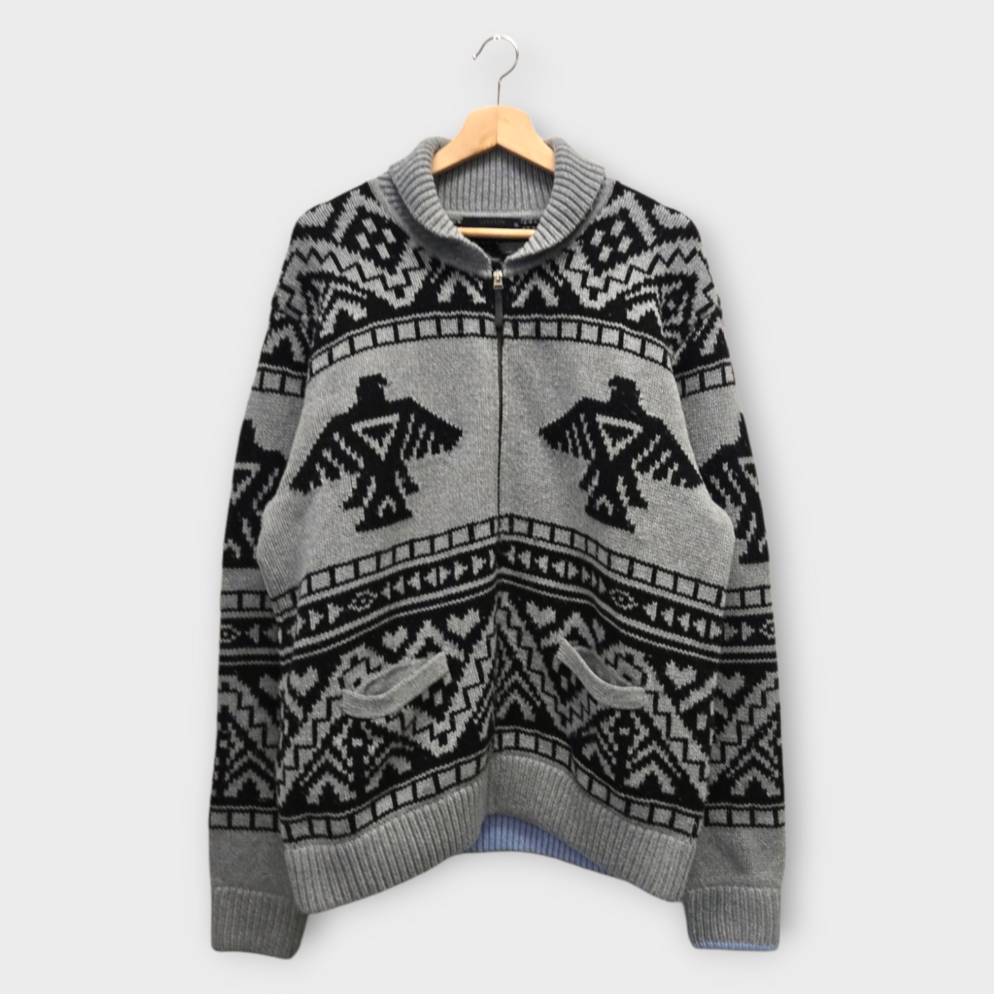 Greyson Men's Cardigan Jacket Shawl (Grey/Black) - X-Large