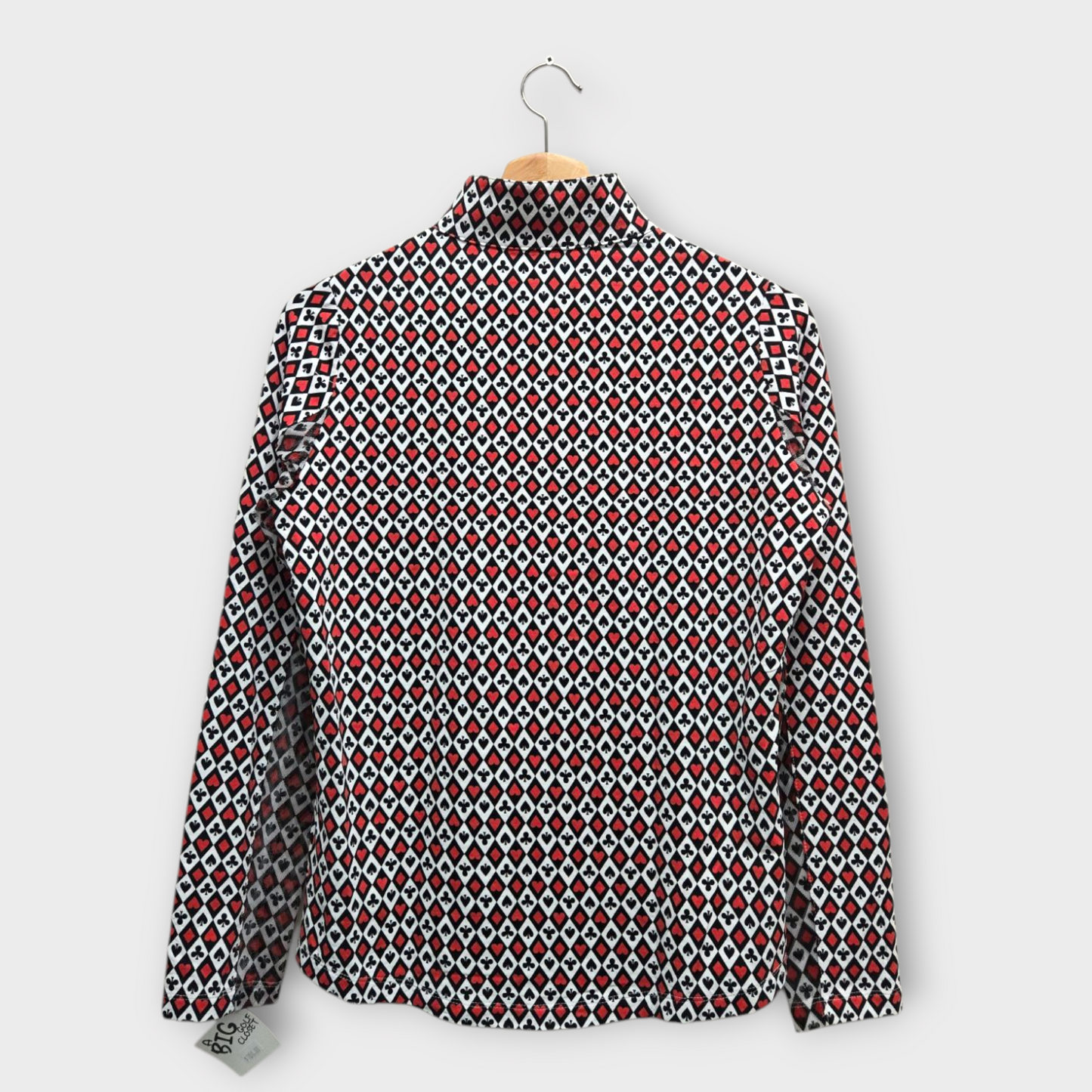 IBKUL Golf Women's Polo Shirt Playing Card Suits Print (Red/Black) - Small