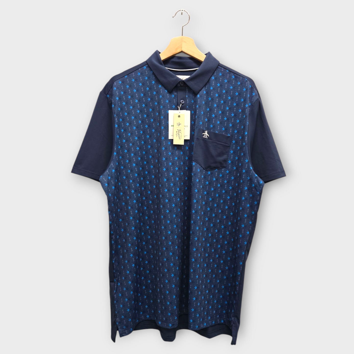 Original Penguin Golf Men's Polo Shirt 50's Novelty (Navy/Blue) - X-Large