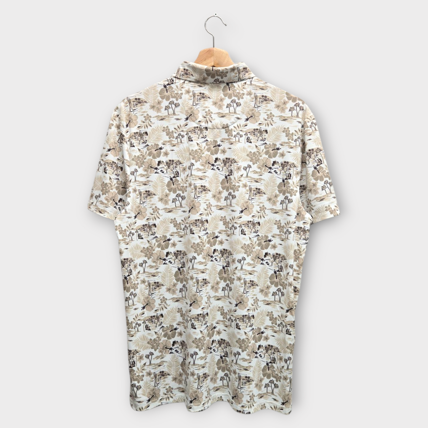 Original Penguin Golf Men's Polo Shirt Chi Chi Print (White/Brown) - Medium