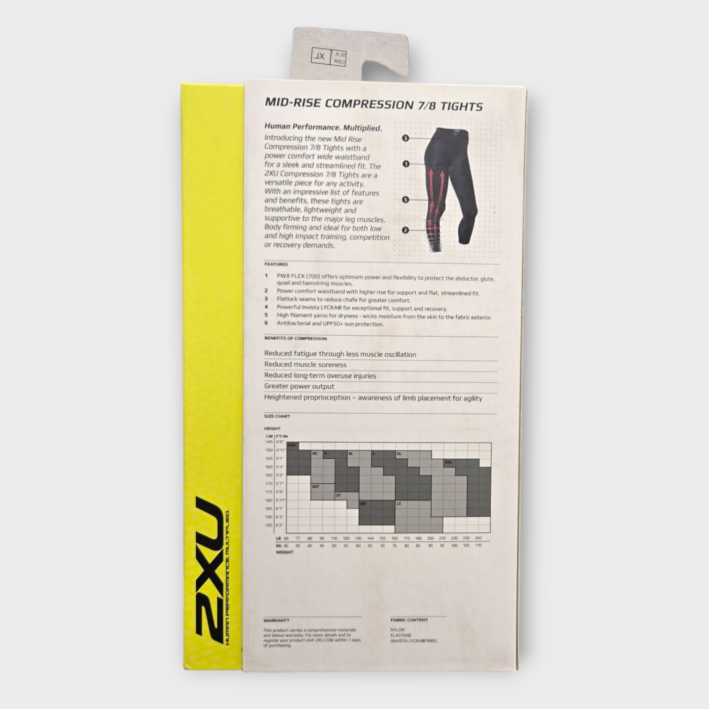 2XU Women's Tights Motion Mid-Rise Compression 7/8 (Black) - X-Large