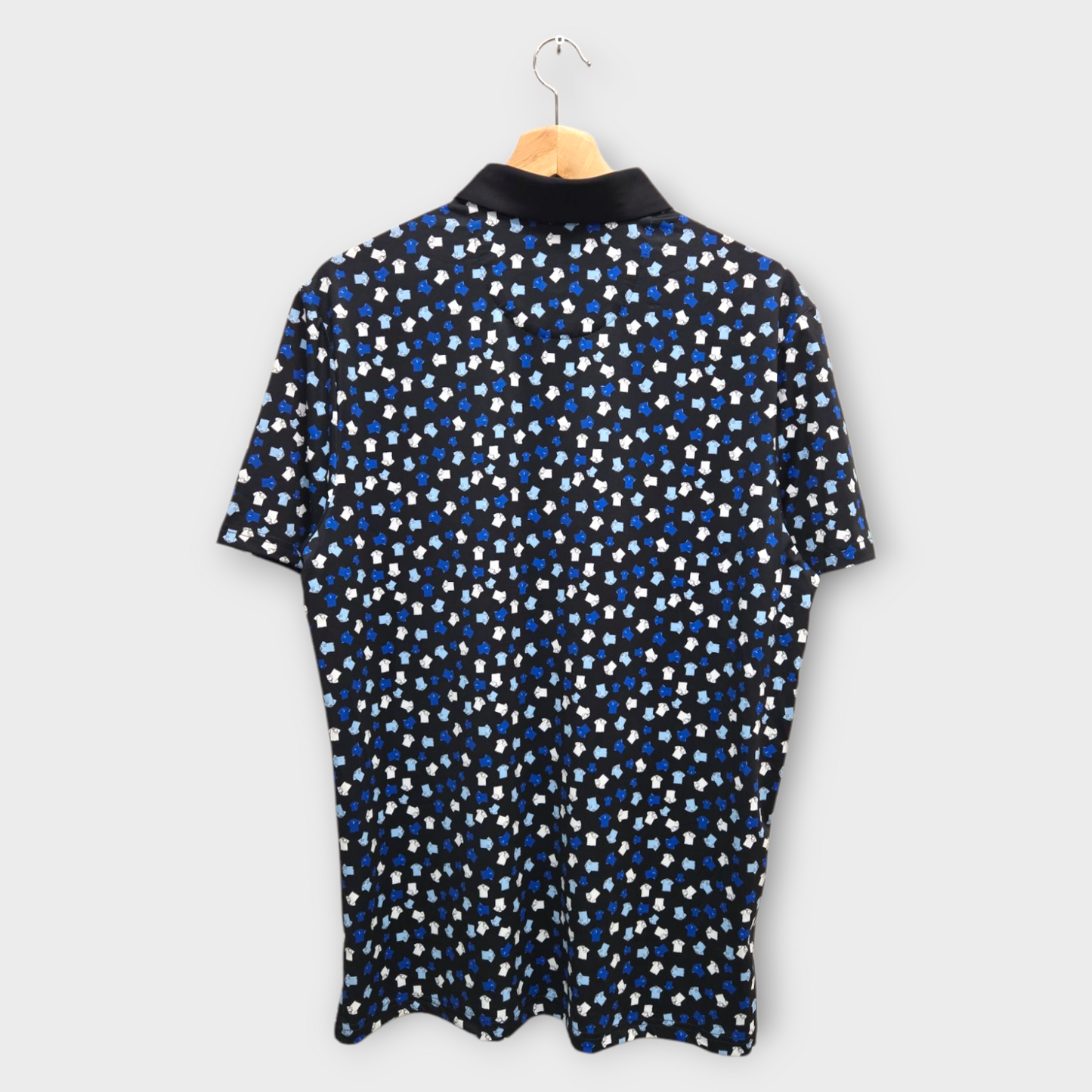 Original Penguin Golf Men's Polo Shirt Whimsical Earl (Black/Blue) - Medium
