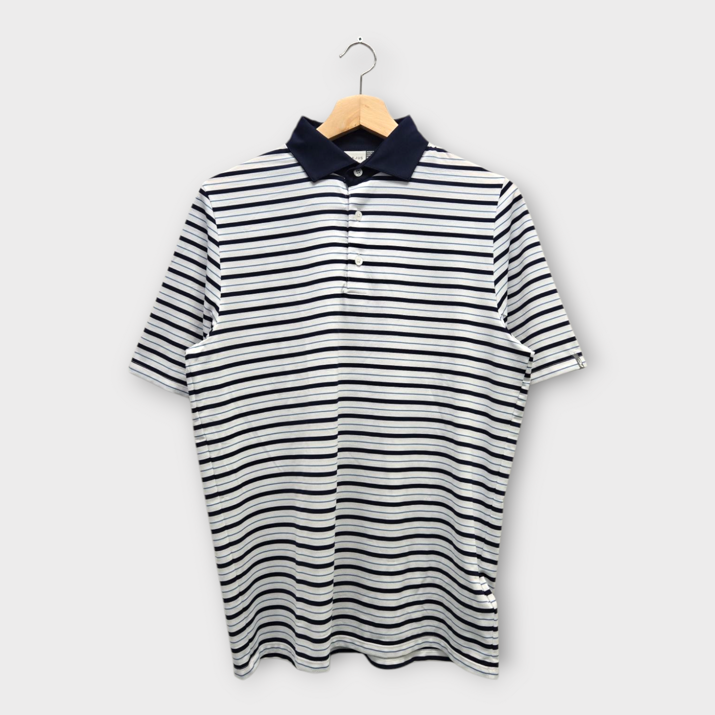 KJUS Golf Men's Polo Shirt Stripe Luis (Navy/White) - Small