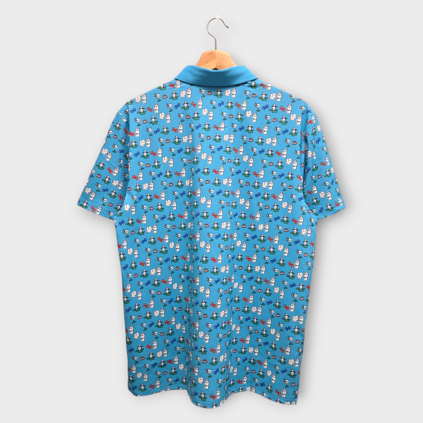 Original Penguin Golf Men's Polo Shirt Martini Print (Blue/White) - Medium