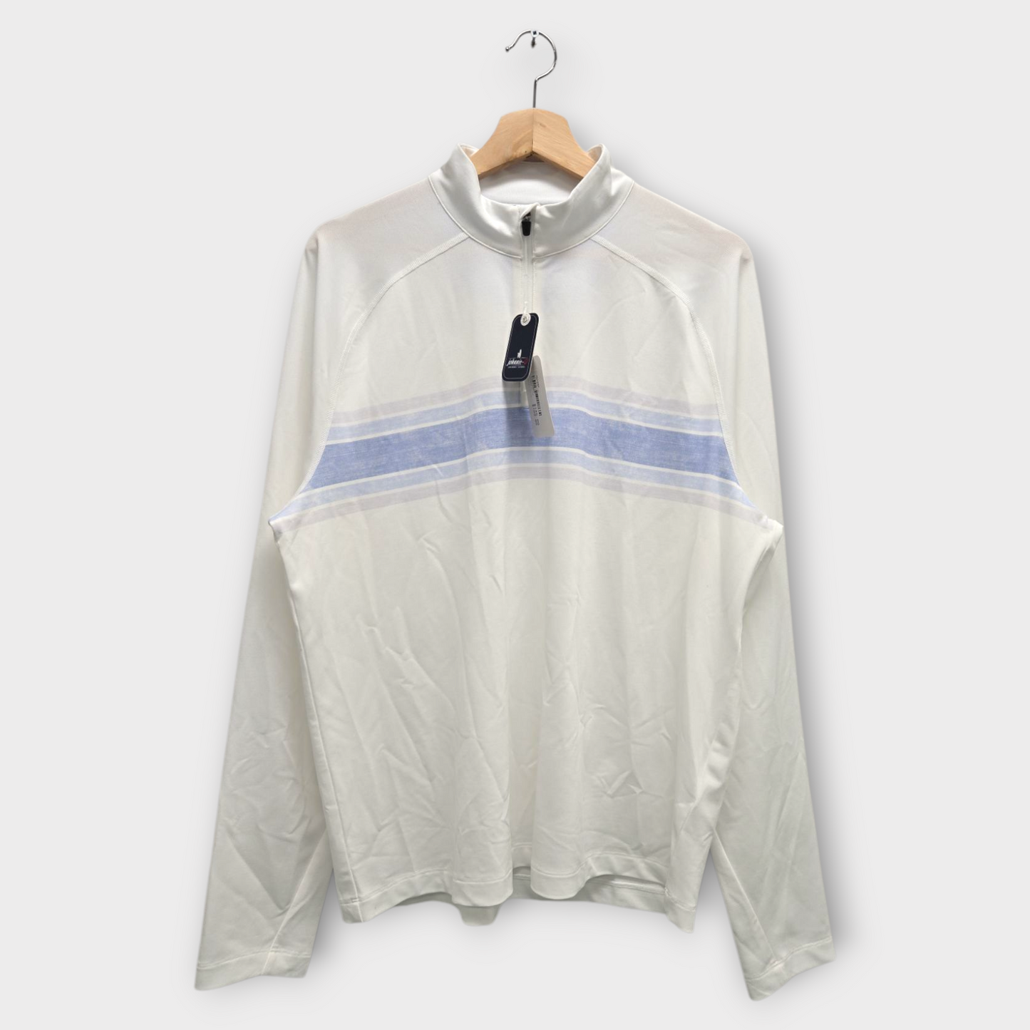 Johnnie-O Golf Men's Pullover Milburn (White/Blue) - Medium