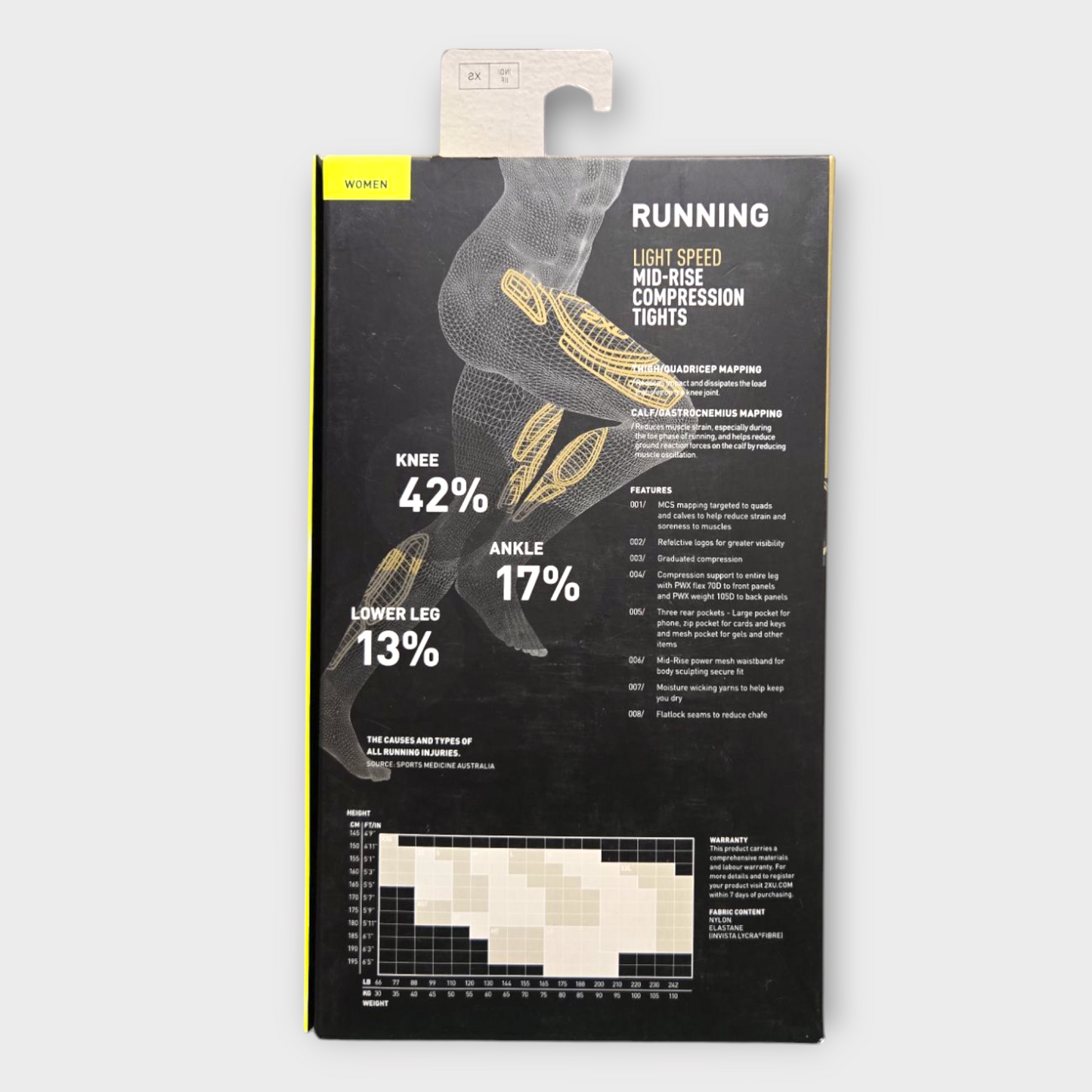 2XU Women's Tights Light Speed Mid-Rise Compression (Black) - X-Small
