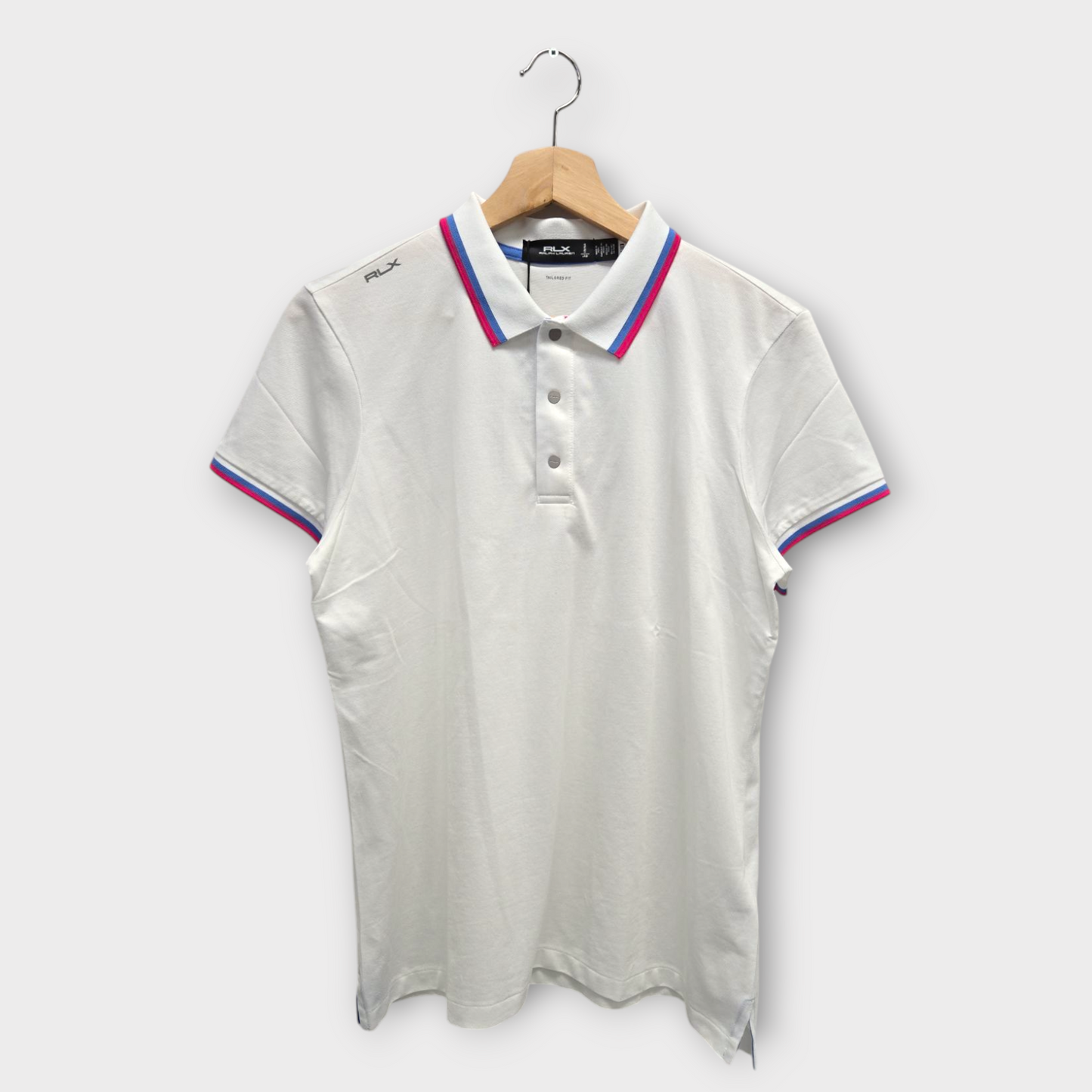 Ralph Lauren RLX Women's Polo Shirt Tailored Fit (White/Purple) - Large