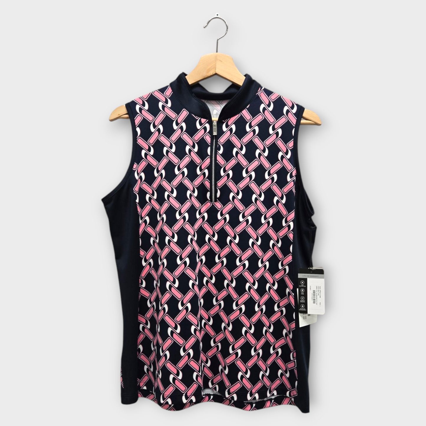 Tail Women's Polo Shirt Sleeveless Darly Printed (Navy/Pink) - Large