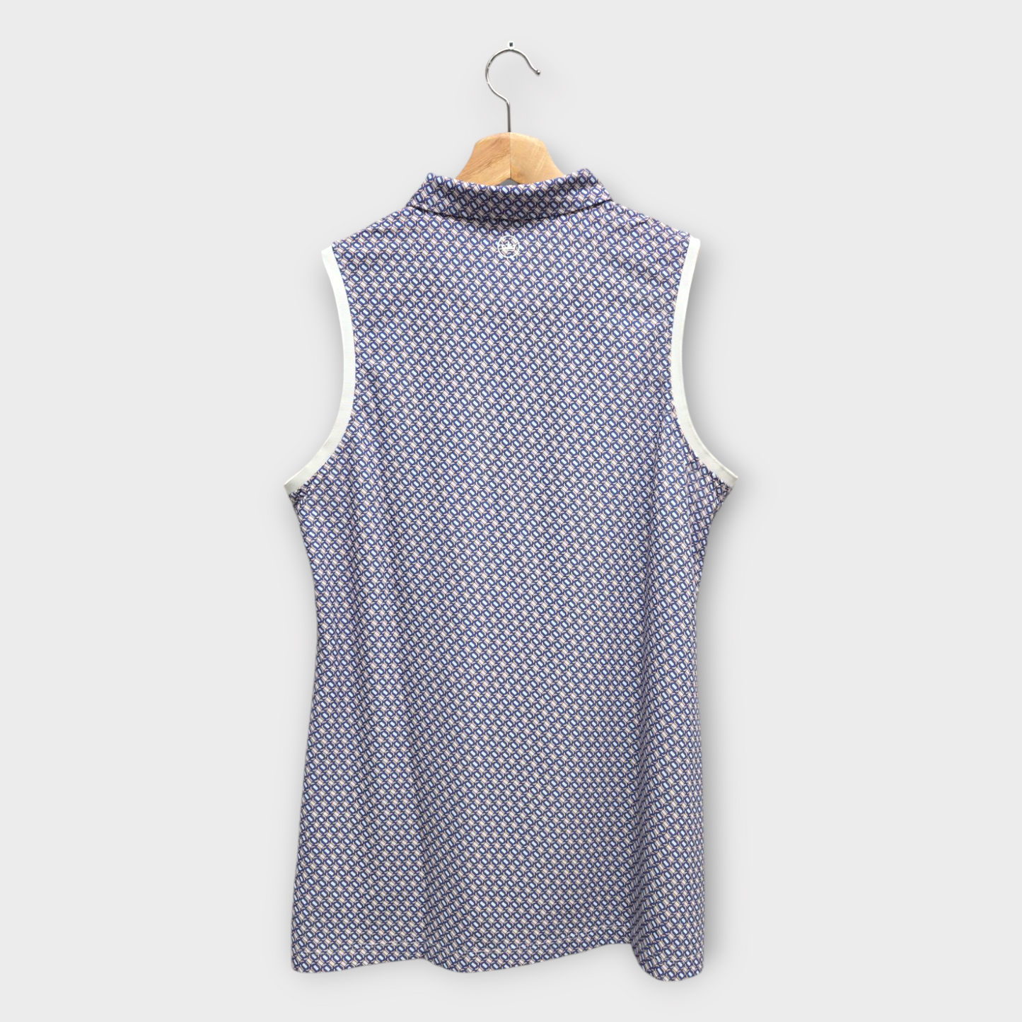 Peter Millar Women's Polo Shirt Sleeveless Printed (Blue/White) - Large