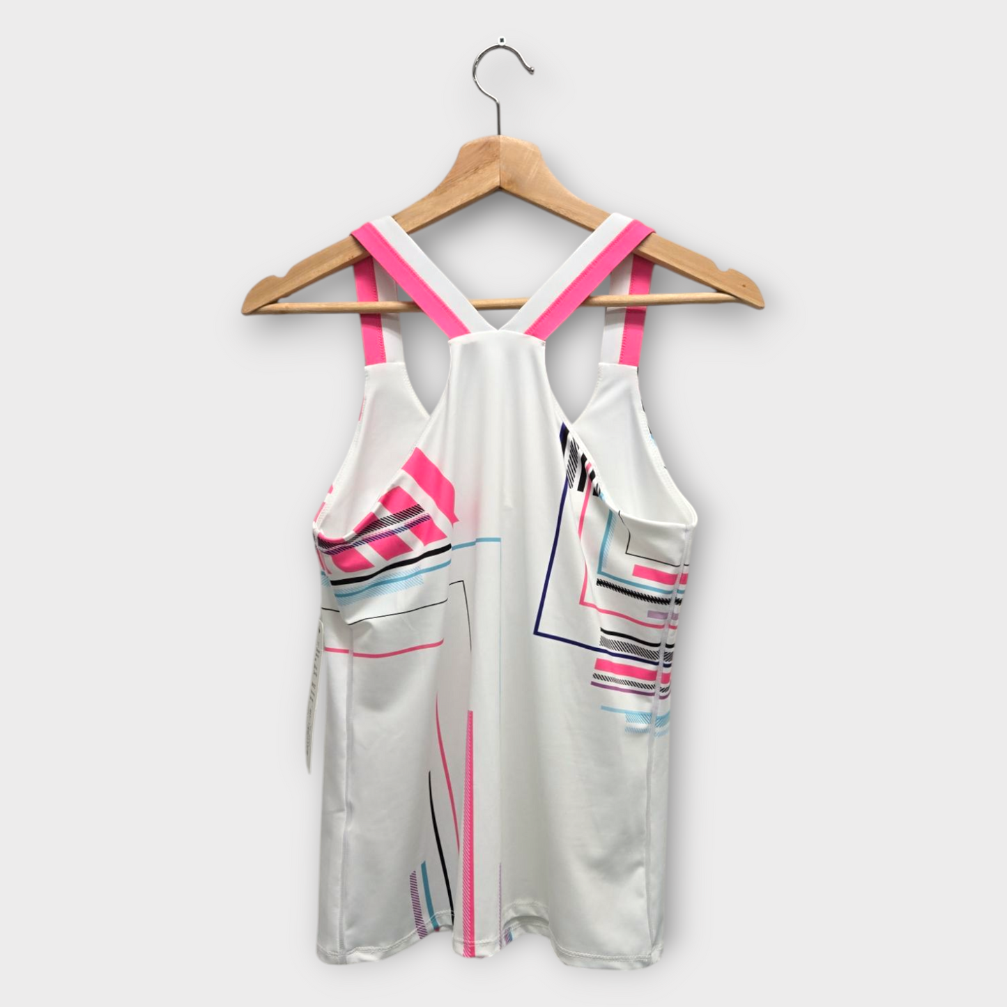 Lucky In Love Tennis Women's Tank Prep It Up w/Bra (White/Pink) - Medium