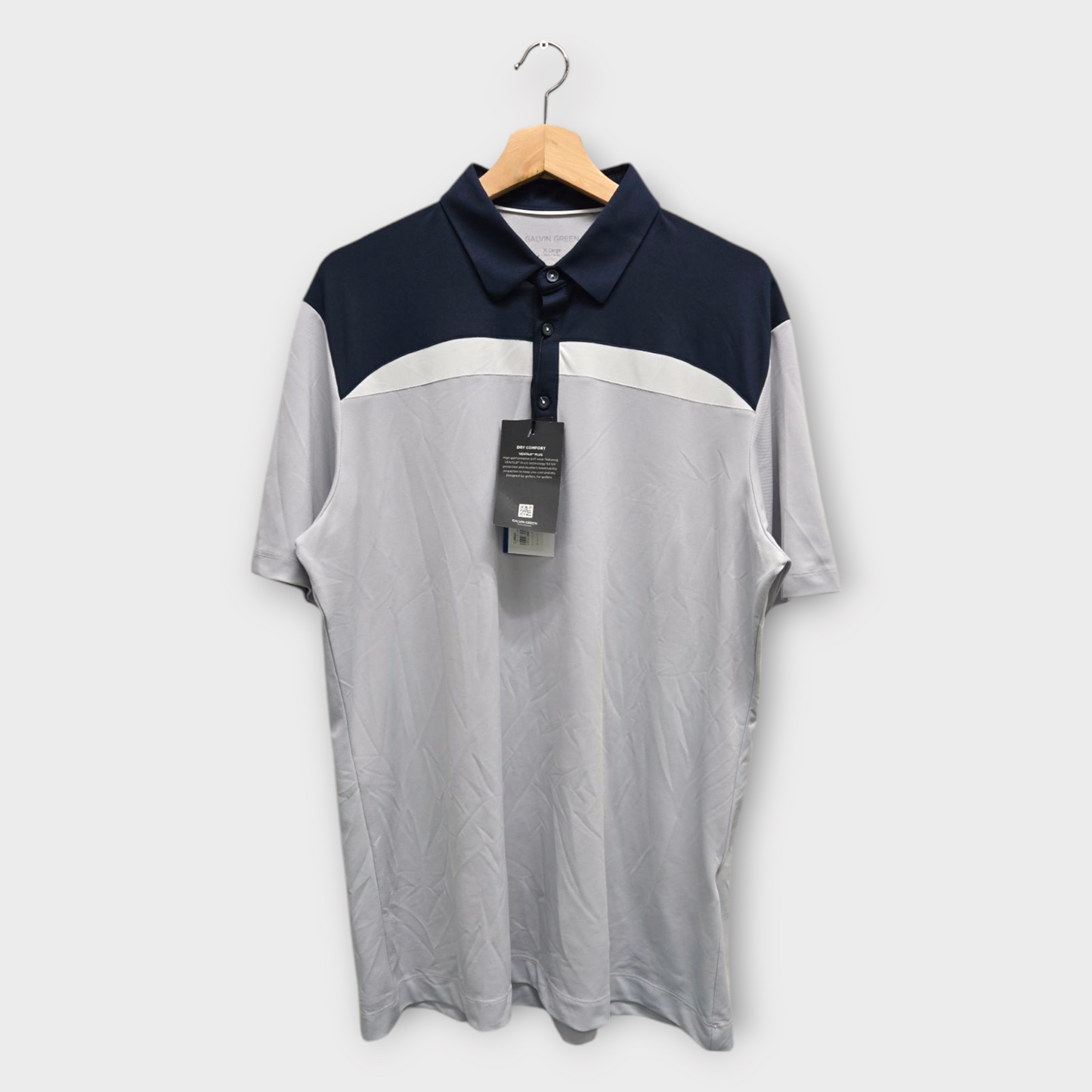 Galvin Green Golf Men's Polo Shirt Mapping w/Logo (Navy/Gray) - X-Large