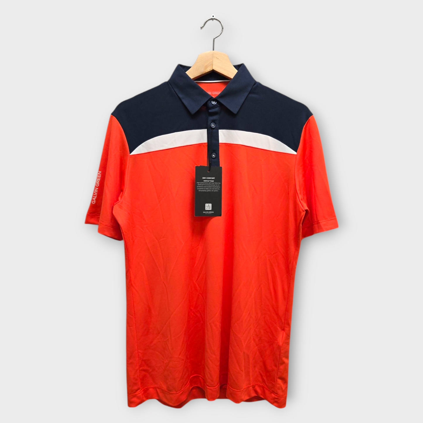 Galvin Green Golf Men's Polo Shirt Mapping w/Logo (Orange/Navy) - Small