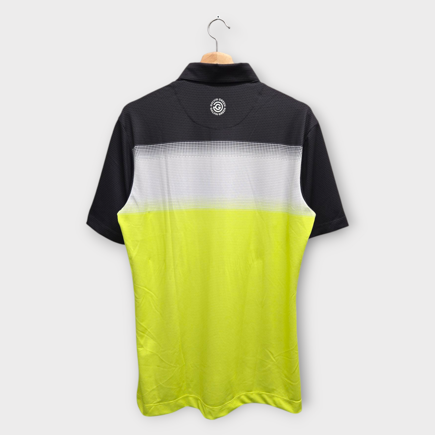 Galvin Green Golf Men's Polo Shirt Mo Pattern w/Logo (Black/Lime) - Medium