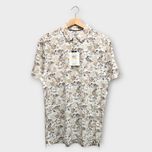 Original Penguin Golf Men's Polo Shirt Chi Chi Print (White/Brown) - Medium
