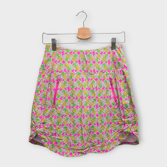 IBKUL Golf Women's Skort Pineapple Print (Pink/Green/Yellow) - Small