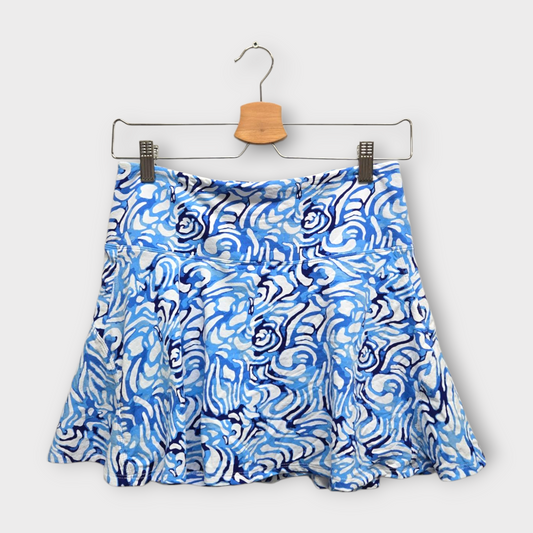 IBKUL Golf Women's Skort Floral Print (Blue/White) - Small