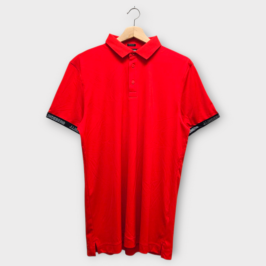 J.Lindeberg Golf Men's Polo Shirt Guy Regular Fit (Red/Black) - Medium