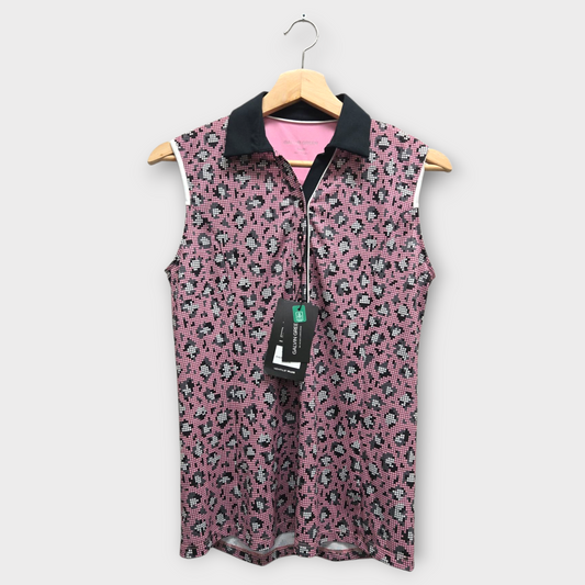 Galvin Green Golf Women's Polo Shirt Mila Sleeveless (Pink/Black) - Small