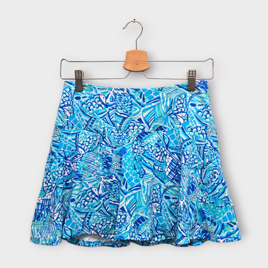 IBKUL Golf Women's Skort Fish Print (Blue/Green/White) - Small