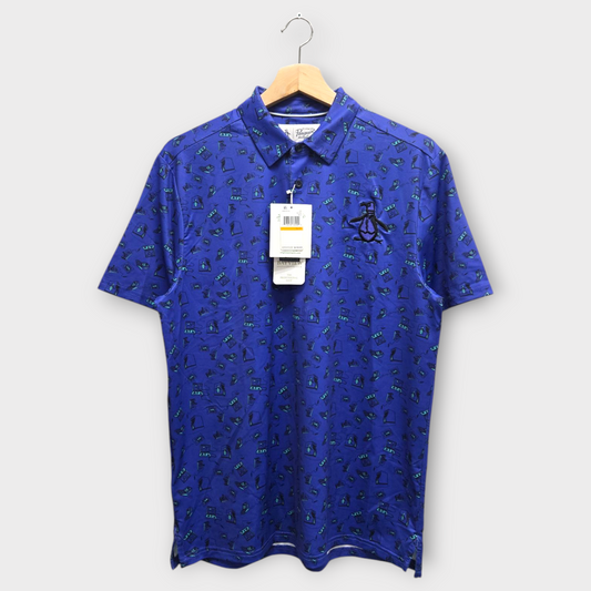Original Penguin Golf Men's Polo Shirt Retro Arcade Print (Purple/Black) - Small