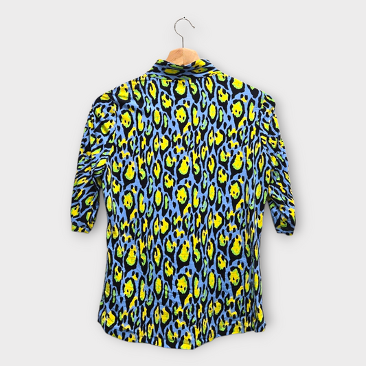IBKUL Golf Women's Polo Shirt Gemma Peri Ruched Elbow (Blue/Yellow) - Small