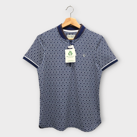 Original Penguin Golf Women's Polo Shirt Geo Blade Collar (Navy/White) - Small