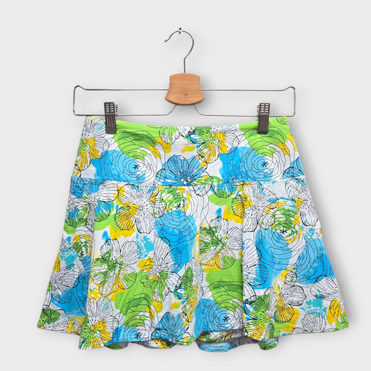 IBKUL Golf Women's Skort Floral Print (Blue/Yellow/White) - Small