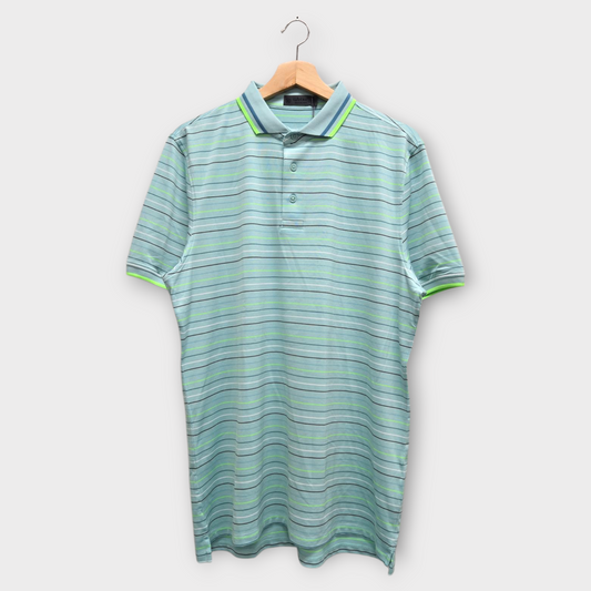 G/Fore Golf Men's Polo Shirt Strpie (Green/Black) - Large