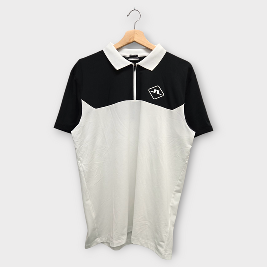 J.Lindeberg Golf Men's Polo Shirt Albin Regular Fit (White/Black) - Large