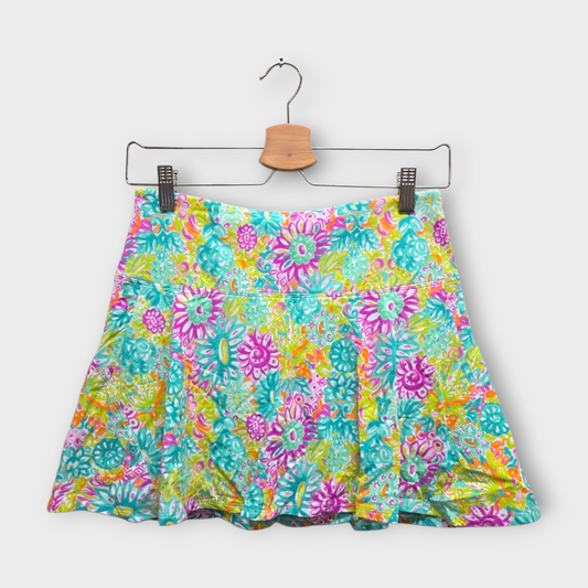 IBKUL Golf Women's Skort Floral Print (Green/Purple/Orange) - Small