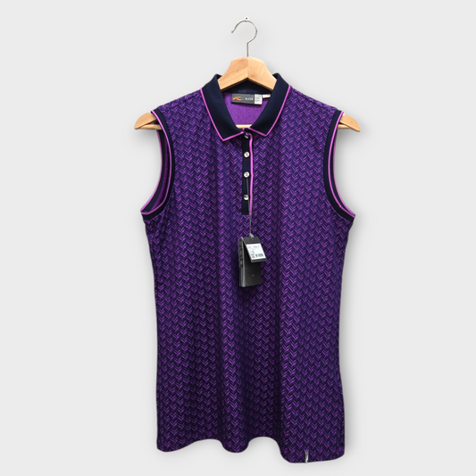 KJUS Golf Women's Polo Shirt Ella Structure Sleeveless (Purple) - Large