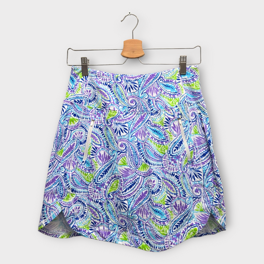 IBKUL Golf Women's Skort Paisley Print (Blue/Purple/White) - Small