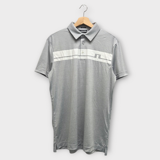 J.Lindeberg Golf Men's Polo Shirt Clark Regular Fit (Gray/White) - Medium