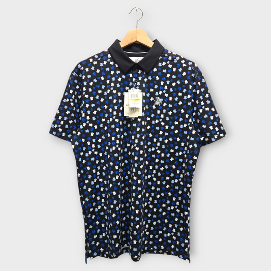 Original Penguin Golf Men's Polo Shirt Whimsical Earl (Black/Blue) - Medium