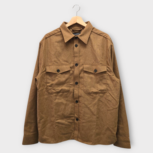J.Lindeberg Men's Shirt Flat Wool (Brown) - X-Large