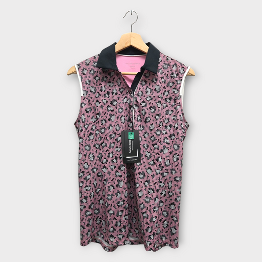 Galvin Green Golf Women's Polo Shirt Mila Sleeveless (Pink/Black) - Medium