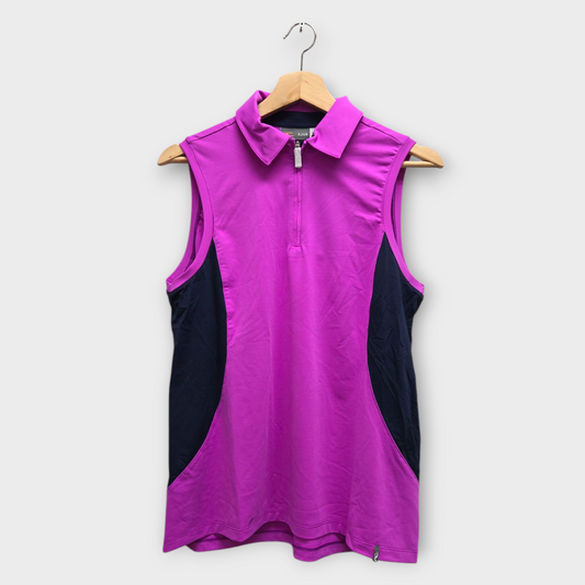 KJUS Golf Women's Polo Shirt Cool Recovery Sleeveless (Purple/Navy) - Large
