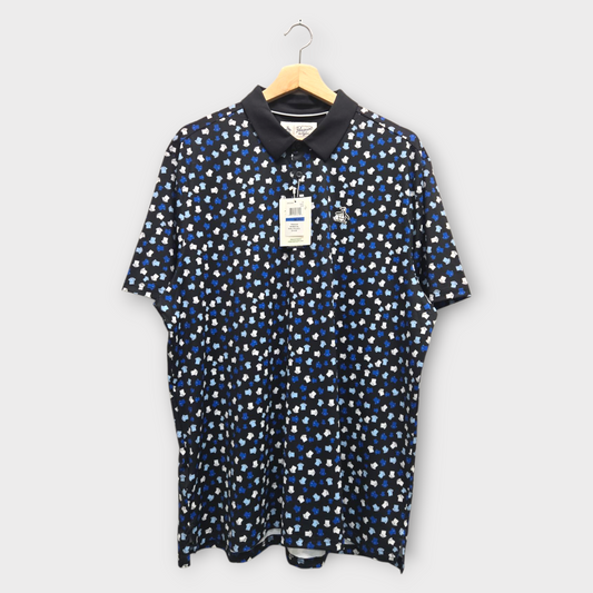Original Penguin Golf Men's Polo Shirt Whimsical Earl (Black/Blue) - X-Large